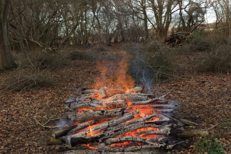 A bonfire at Old Sulehay nature reserve