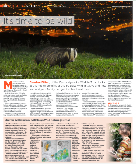 Cambridge Independent feature for 30 Days Wild