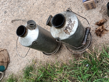 Two metal Kelly kettles, to be used for making a brew