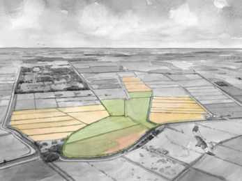 Peatland progress artists impression before, plain fields