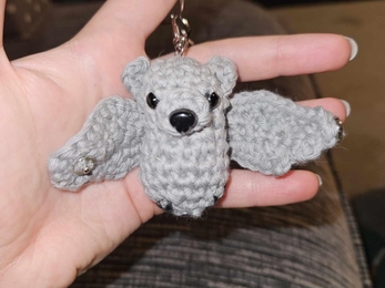 Bat crochet keyring, wings outstretched