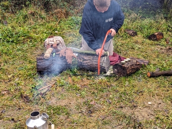 Youth ranger doing reserve conservation activities outdoors