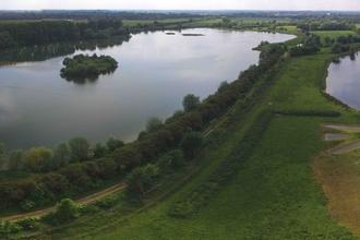 Drone photograph of Godmanchester nature reserve stitched together, by Josh Hellon