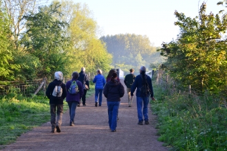 People walking along a path