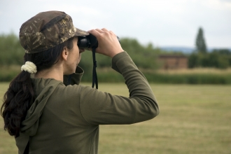 Woman birdwatching