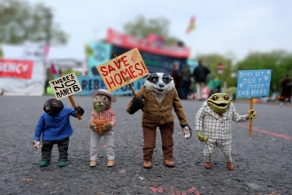 Mole, Ratty, Badger and Toad out campaigning for a Wilder Future