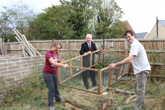 Daniel Zeichner hedgehog release Trumpington Meadows by Sophie Busch