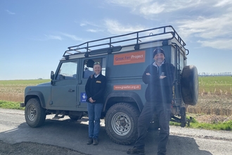 Great Fen restoration officers Helen Bailey and Mark Ullyett