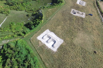 Arial view of the banks being built