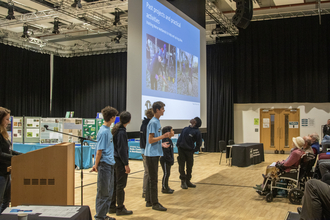 Six members of our Young People's Forum presenting at the 2023 Members' Day and AGM