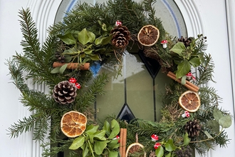 christmas wreath on door