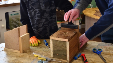 Building a nest box at the Nene Wetlands