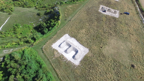 Arial view of the banks being built