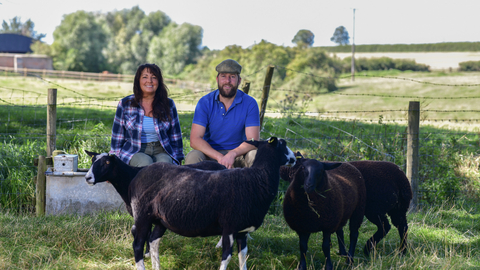 Tom and Lisa with sheep @Village Farm