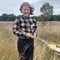 Work experience Emily with sweep net at Trumpington Meadows