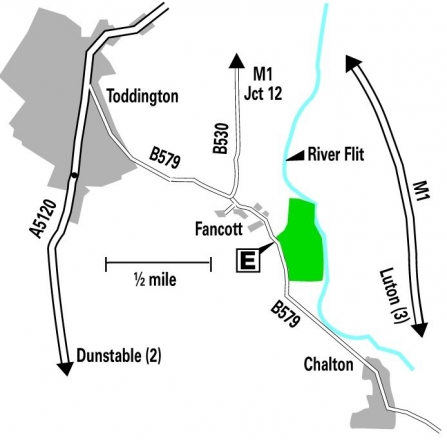 Location map of Fancott Woods and Meadows