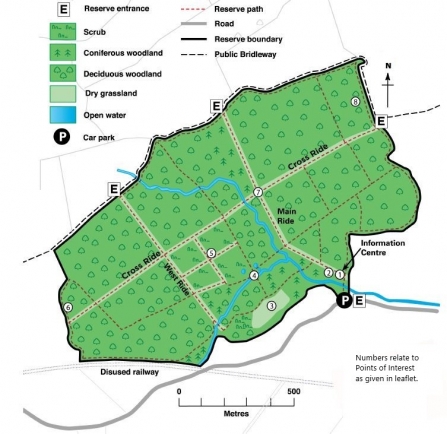 A map of Brampton Wood showing access points and permissive paths