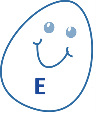 Blue egg with letter E