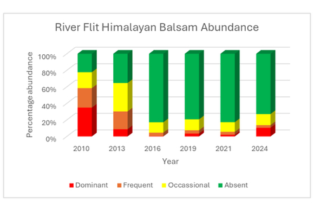 River Flit Himalayan Balsam abundance graph
