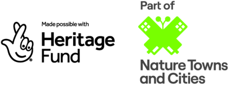 The national lottery Heritage Fund logo and the Nature Towns and Cities Logo