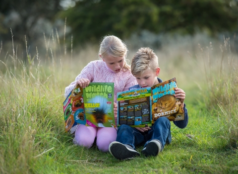 Children reading Wildlife Watch magazine