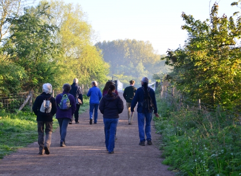 People walking along a path