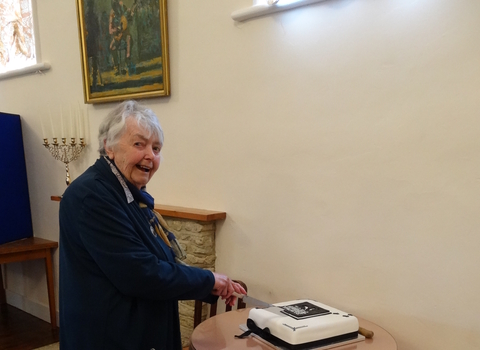 Gill Gent cutting our 50th anniversary cake