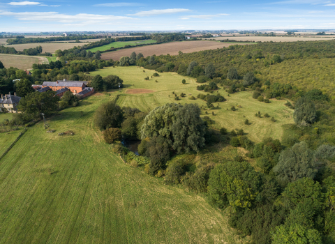 Strawberry Hill - drone view with farm
