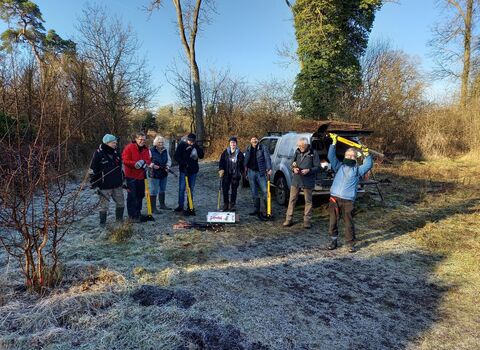 Volunteers with new tools at Fulbourn
